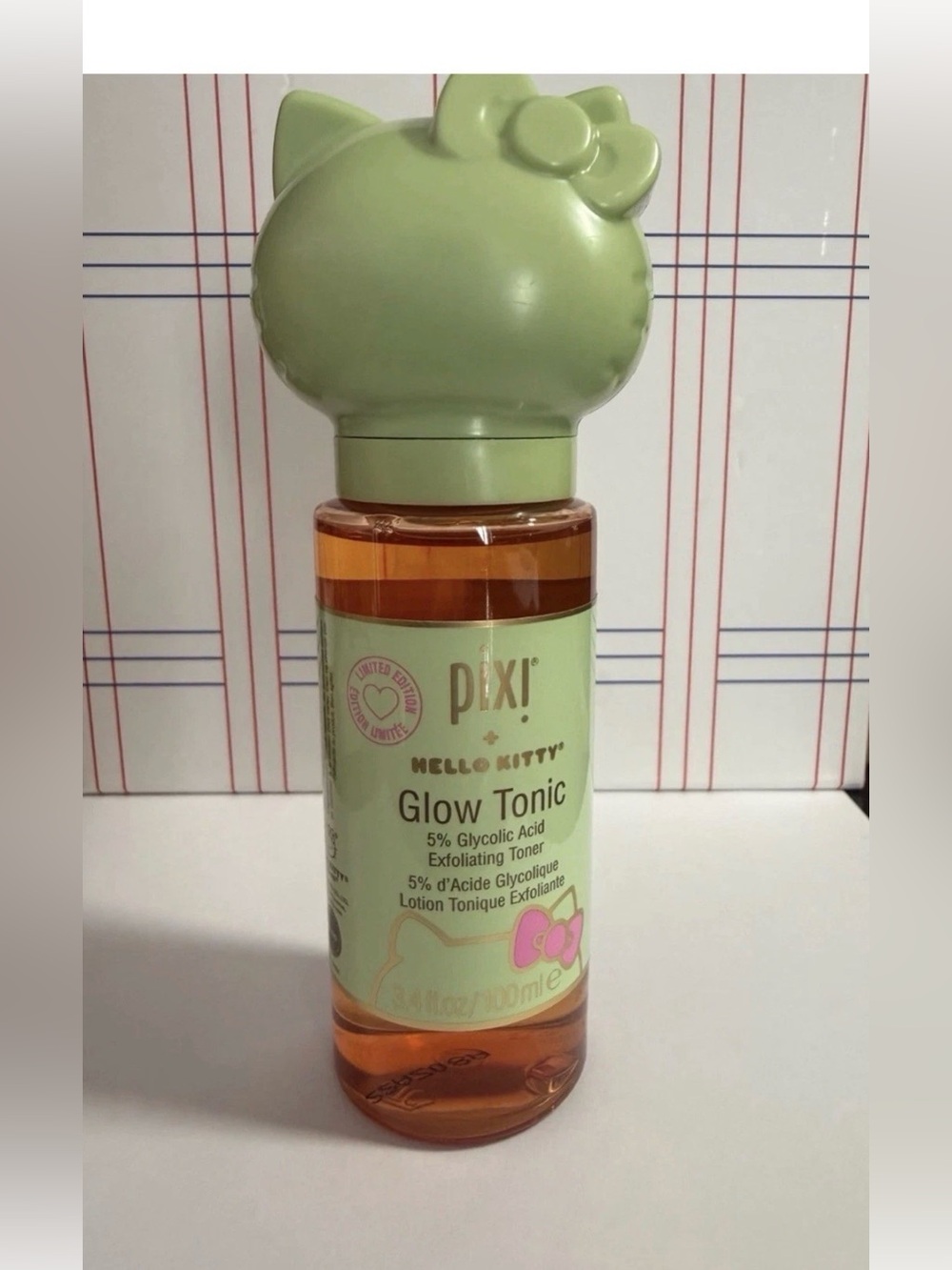 Pixi Beauty Hello Kitty Glow Tonic, 5% Glycolic Acid Exfoliating Toner 3.4 fl oz